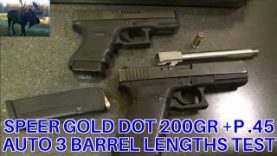.45 Auto Speer Gold Got 200gr +P 3 Barrel Lengths Test