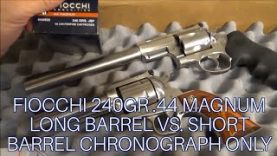 Fiocchi 240gr JSP 44 Mag Long Barrel vs. Shorter Barrel Chronograph Only