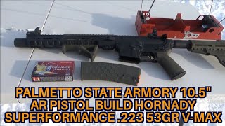 Hornady 53gr .223 Rem Superformance 10.5″ Palmetto State Armory AR15 Pistol