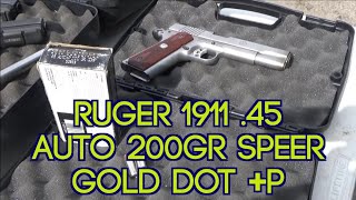Ruger 5″ 1911 45 Auto Speer 200gr +p Gold Dot Review