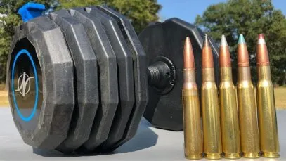 50 BMG vs Adjustable Dumbbell ?