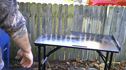 Homemade Shooting Bench With Brass Catcher