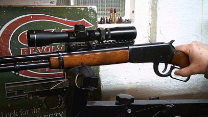 A Lever Scout Rail and Scope On Winchester 94 ae