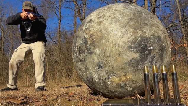 Double Barrel Elephant Rifle (500 Nitro Express) vs Atlas Stone (340 lbs!!!)