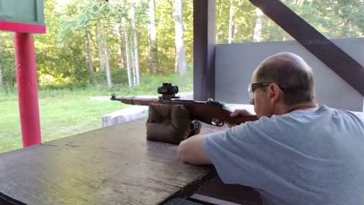 Shooting Mosin Nagant M44 with Scout Sight Red Dot Installed