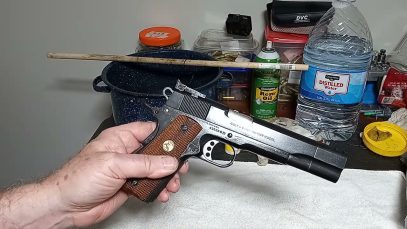 Slow rust blued 1911 finished