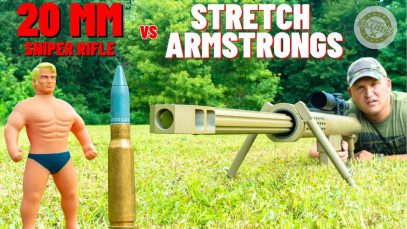 20 MM Sniper Rifle vs Stretch Armstrongs