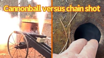 Cannon vs 55 gallons of water plus chain & grapeshot